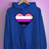 Genderfluid Pride 8-Bit Pixel Heart Hoodie - Royal Blue